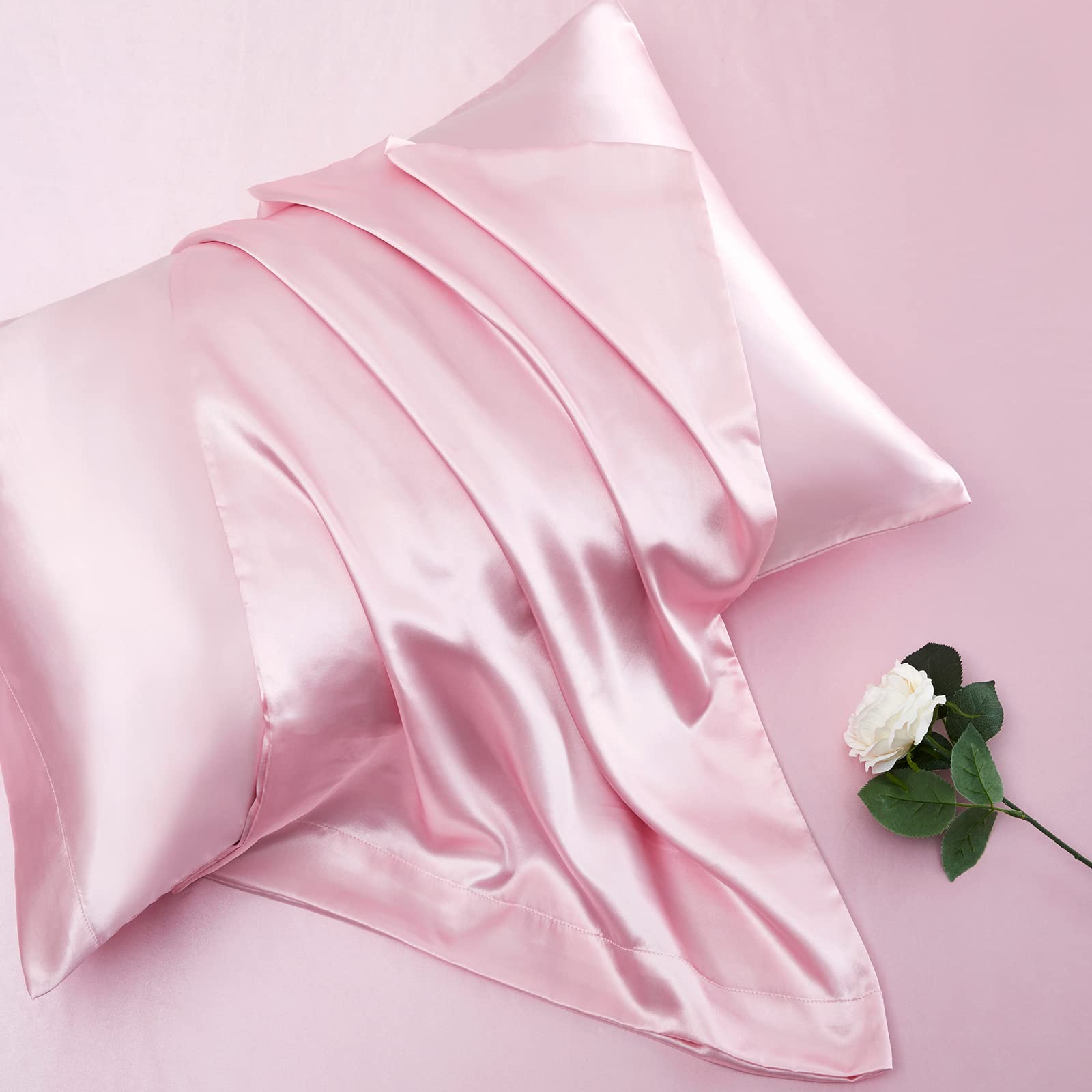 Vonty Extra Deep Pocket Full Sheet Sets - Cooling & Silky Satin Full Size Sheets with 18-24 Inch Deep Pocket, Black Satin Bed Sheets Fit Up to 24" Deep Mattress - 4 Piece Set