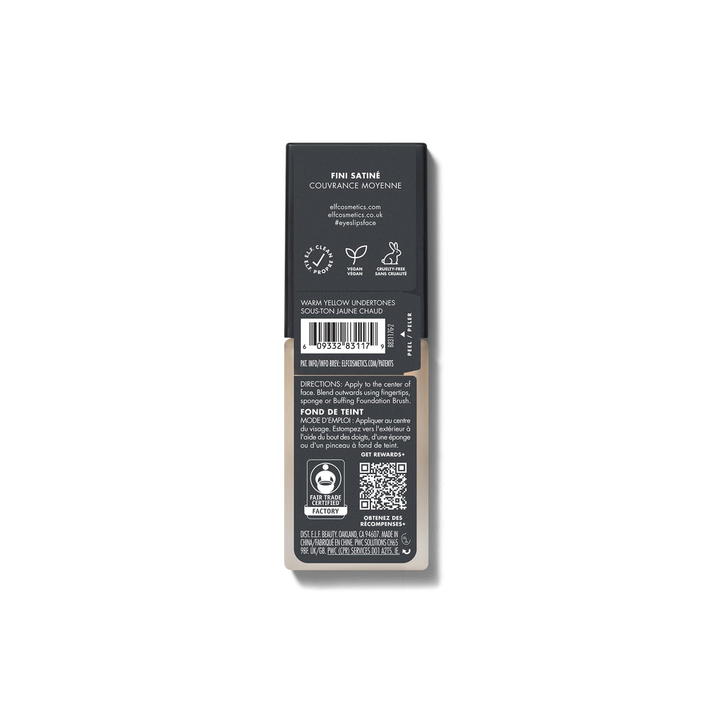 e.l.f. Flawless Satin Foundation, Lightweight & Medium Coverage, Semi-Matte Finish, Vegan & Cruelty-Free, Alabaster, 0.68 Fl Oz (20mL)