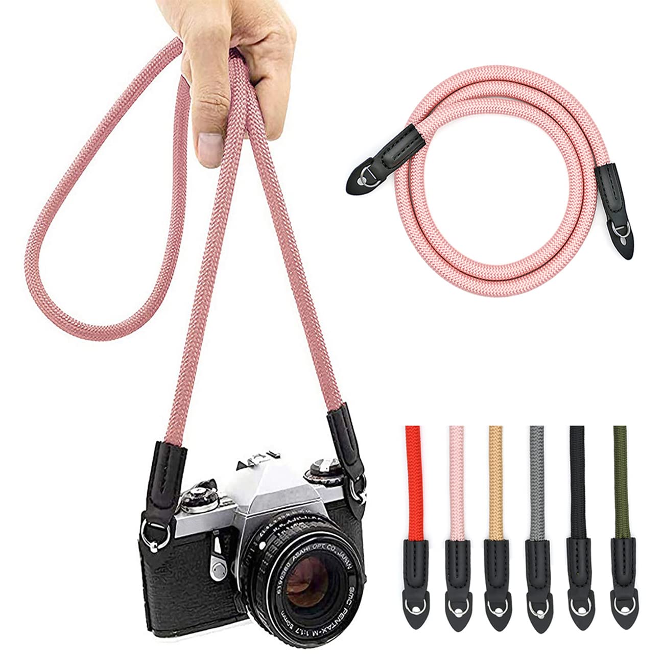 Camera Strap Vintage 100cm Nylon Climbing Rope Camera Neck Shoulder Strap for Micro Single and DSLR Camera.(Black)