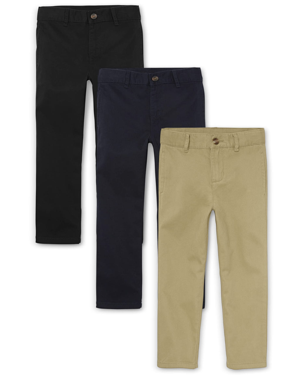 The Children's Place Boys' Stretch Relaxed Straight Chino Pants, Multipacks