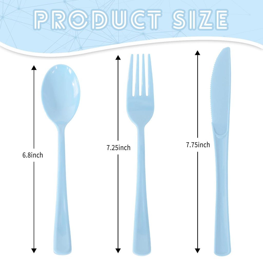 150 Pack Plastic Silverware,Disposable Cutlery Set Heavy Duty Utensil Sets 50 Forks 50 Knives 50 Spoons for Brithday, Wedding,Home School Party Picnics Restaurant Outdoor Events (Black)
