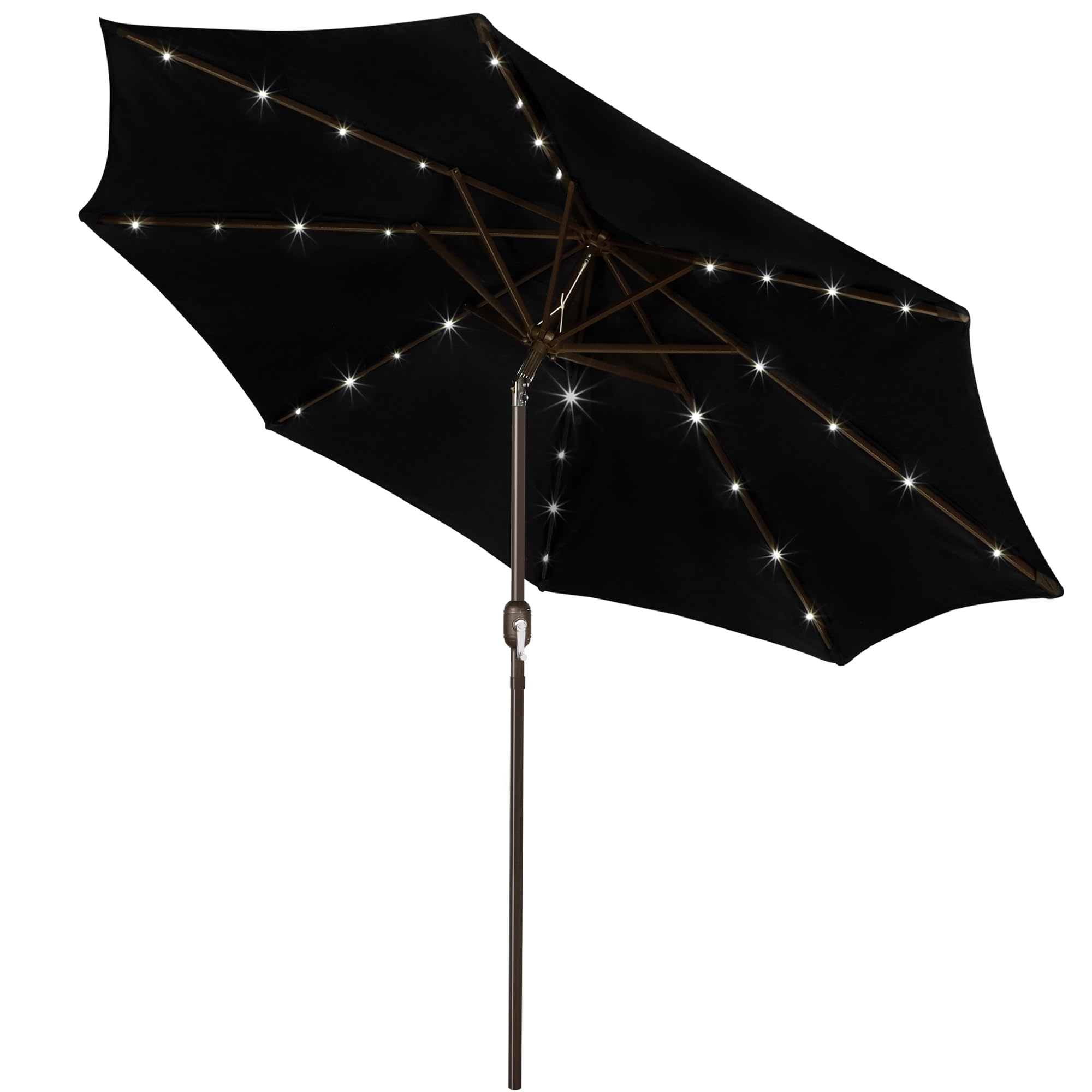 Blissun 9 ft Solar Umbrella, 32 LED Lighted Patio Umbrella, Table Market Umbrella, Outdoor Umbrella for Garden, Deck, Backyard, Pool and Beach (Light Blue)