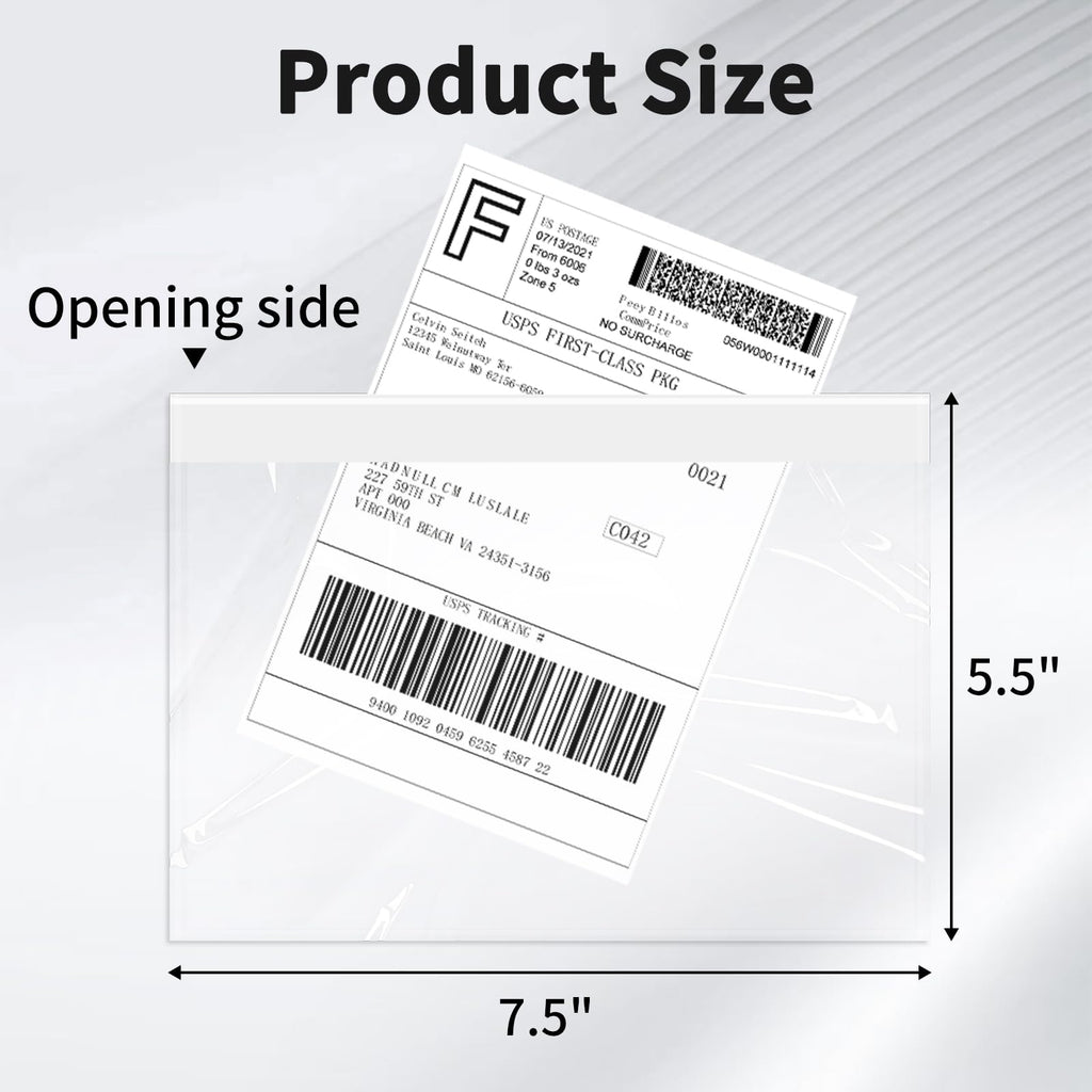 9527 Product 4.5" x 5.5" Clear Adhesive Top Loading Packing List/Shipping Label Envelopes (100 Pack)