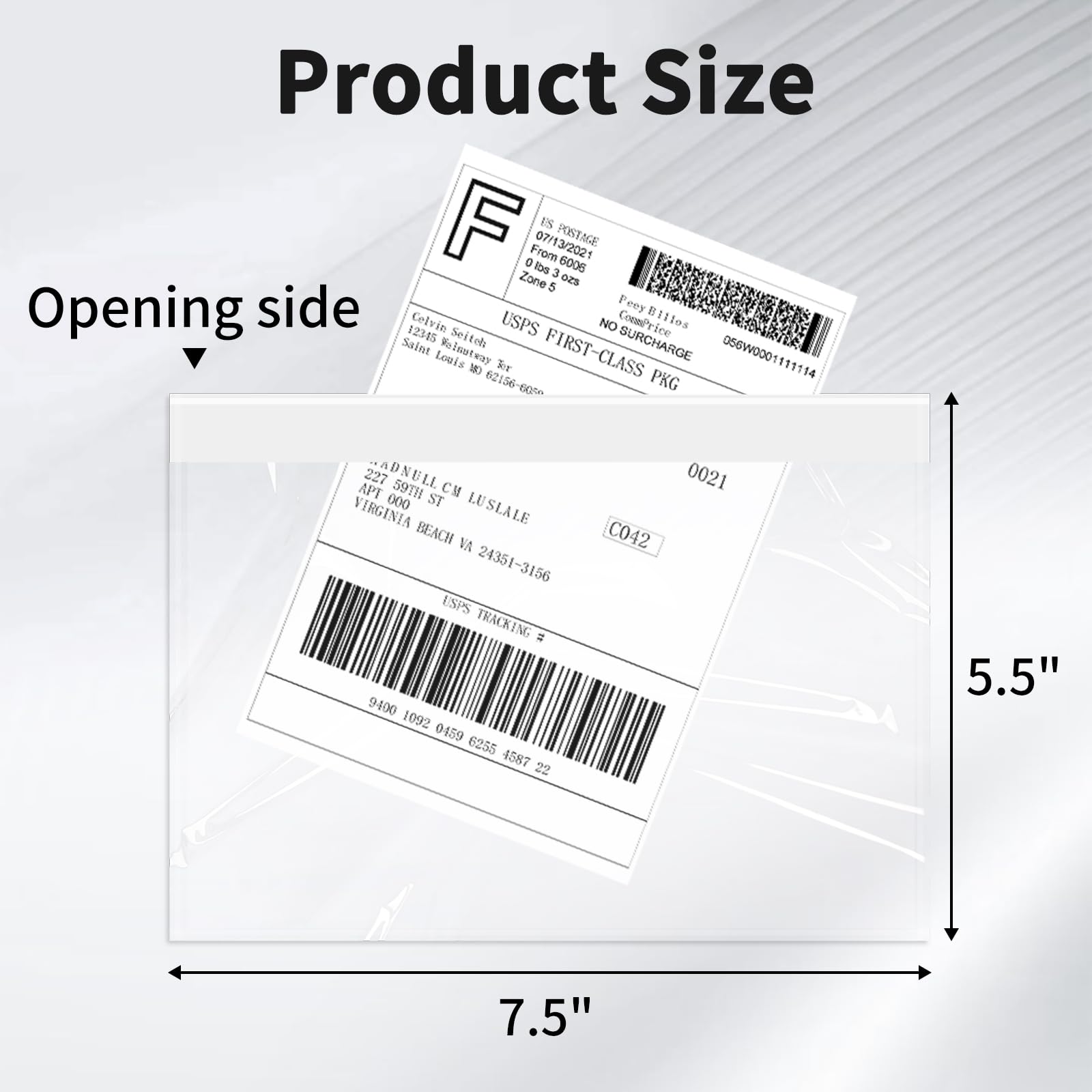 9527 Product 4.5" x 5.5" Clear Adhesive Top Loading Packing List/Shipping Label Envelopes (100 Pack)