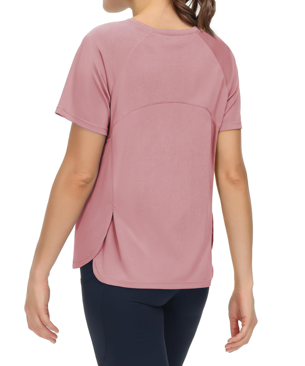 THE GYM PEOPLE Women's Short Sleeve Workout Shirts Breathable Yoga T-Shirts with Side Slits Athletic Tee Tops