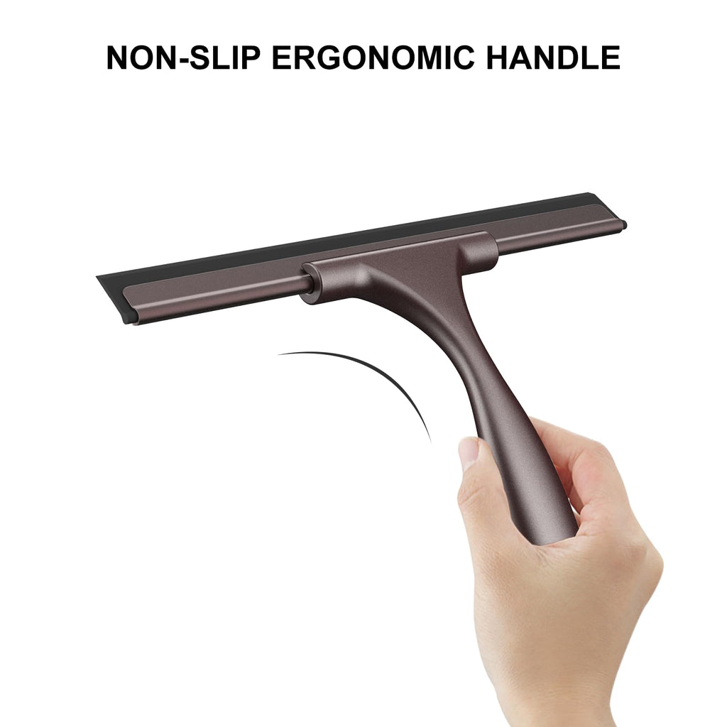 SetSail Squeegee for Shower Glass Door Stainless Steel Shower Squeegee for Glass Doors All-Purpose Window Squeegee for Tile Shower Walls, Sink, Mirror, Bathroom, Car Window Cleaning 10 Inches, Balck