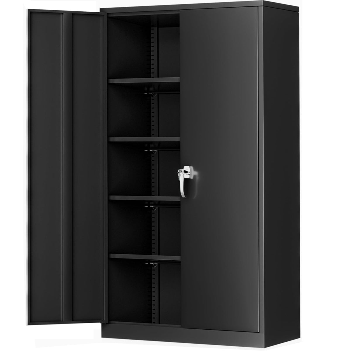 Greenvelly Metal Storage Cabinet, 36" Locking Storage Cabinet with Doors and Shelves, Lockable Storage Cabinets for Home Office, Utility Locker Cabinet, Steel Garage Cabinet with 2 Keys, Black