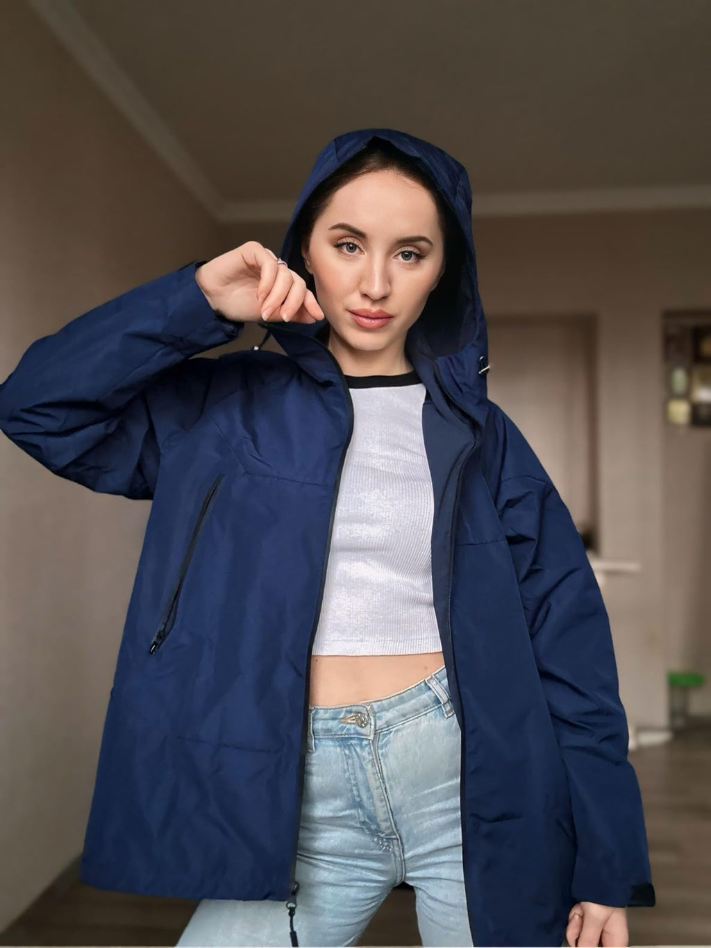 Avoogue Rain Jacket for Women Waterproof Lightweight Rain Coat Hiking Windbreaker Jacket with Hood
