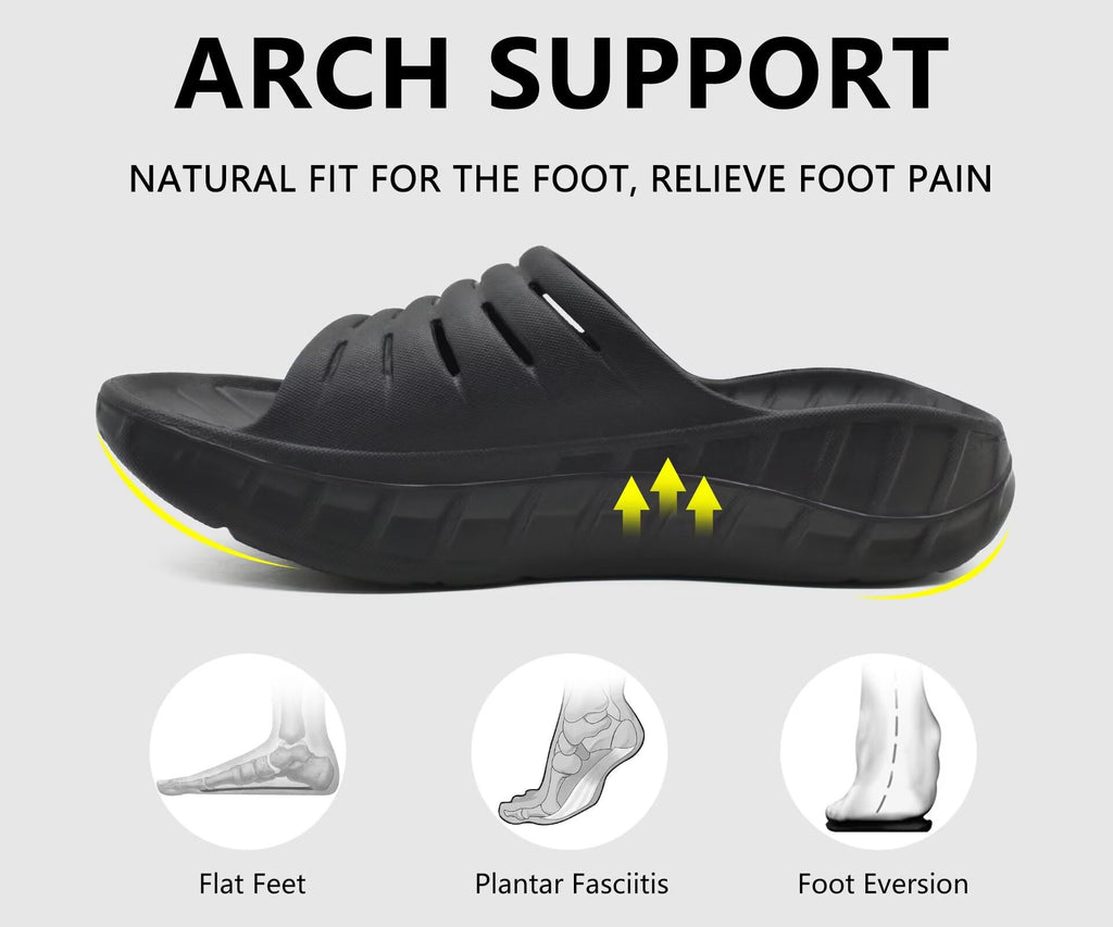 GPOS Mens Sport Recovery Sandals Plantar Fasciitis Thick Cushion Slides Sandals Lightweight Comfort Orthotic Slippers