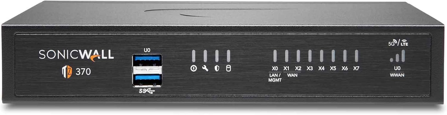 SonicWall TZ370 Gen7 Firewall | Advanced SMB Security Appliance with Multi-Gigabit (2.5/5 G) Interfaces, SD-WAN, and Real-Time Threat Defense (02-SSC-2825)
