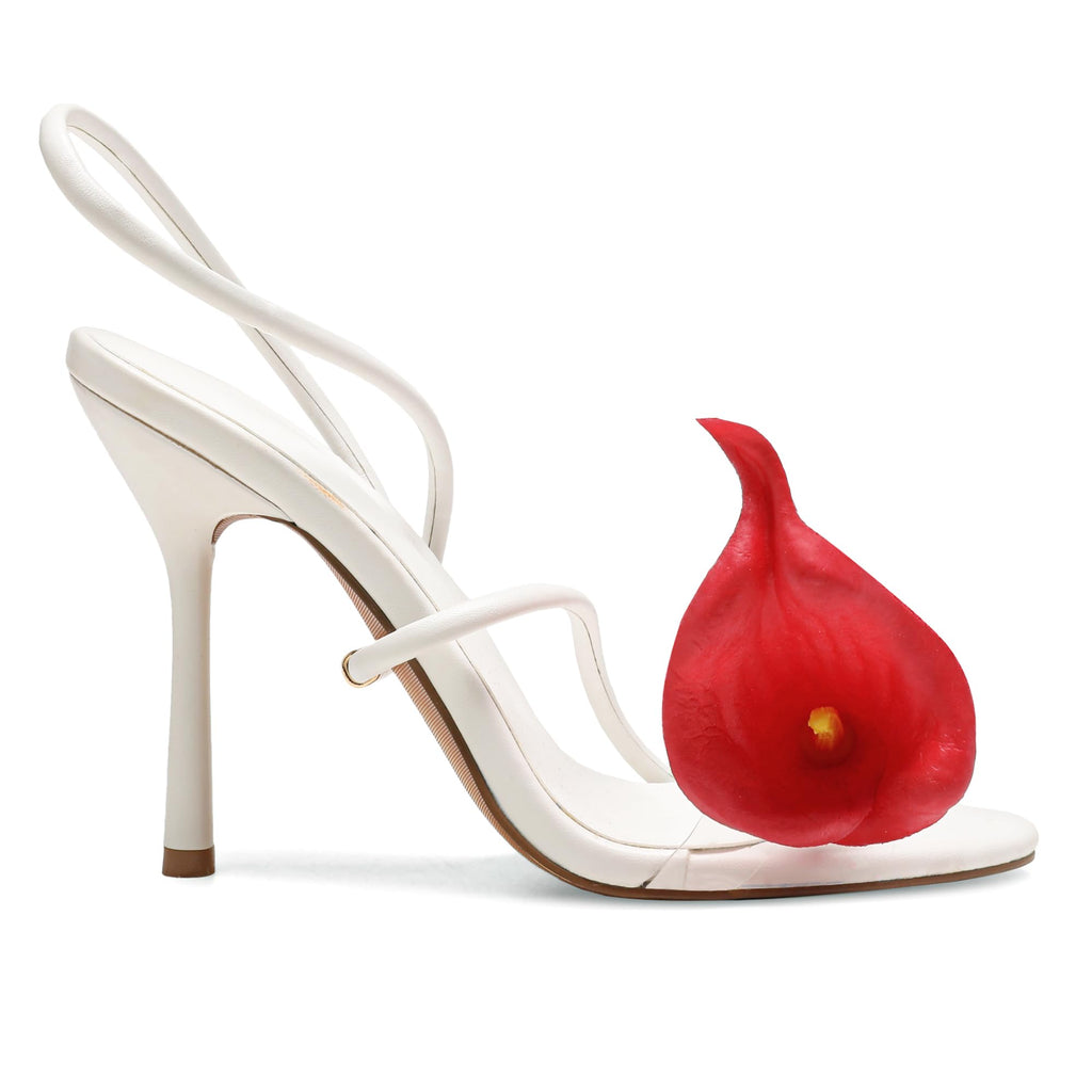 Flower High Heels for Women Calla Lily Open Toe Floral Stilettos Heels Sexy Strappy Wedding Birthday Dressy Heeled Sandals
