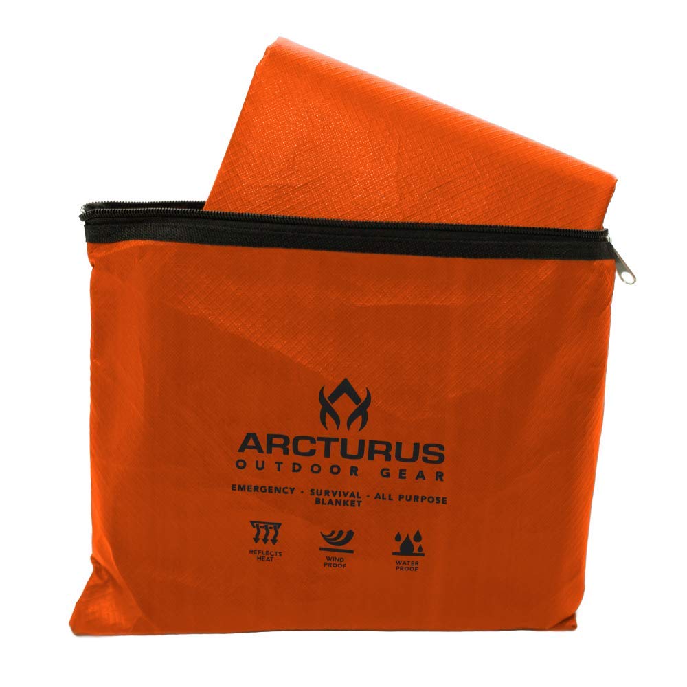 Arcturus Insulated Tarp, Reusable Heavy Duty Thermal Survival Blanket – 60x82in, Reflects 90% Body Heat, Waterproof, Windproof, 3-Layer Design, Reinforced Grommets, Black