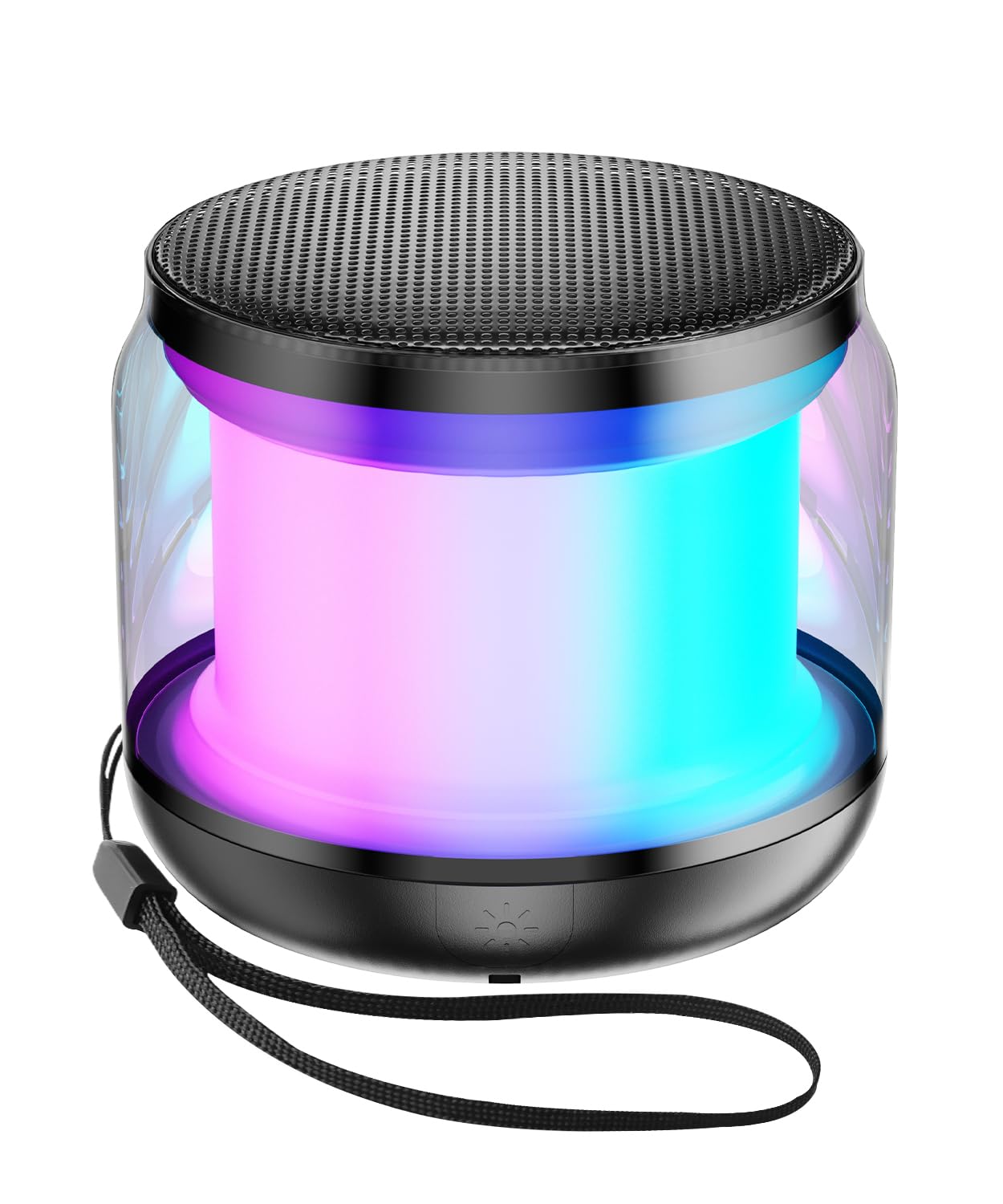 Mini Portable Bluetooth Speaker, TWS Pairing Bass LED Lights, Rechargeable | Long Playtime, Stereo Sound, BT 5.3, Home & Outdoor, AUX Input, TF Card, Lanyard, Christmas Birthday Gifts for Men Women Kids