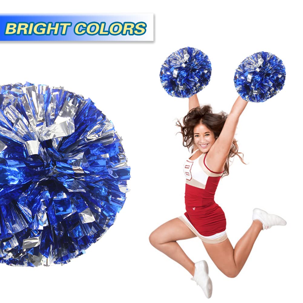 Lovecheer 2PCS/6PCS Metallic Pom Poms Cheerleading with Baton Handle Cheer Pompoms for Kids Adults Team Sports Spirit Party Cheering