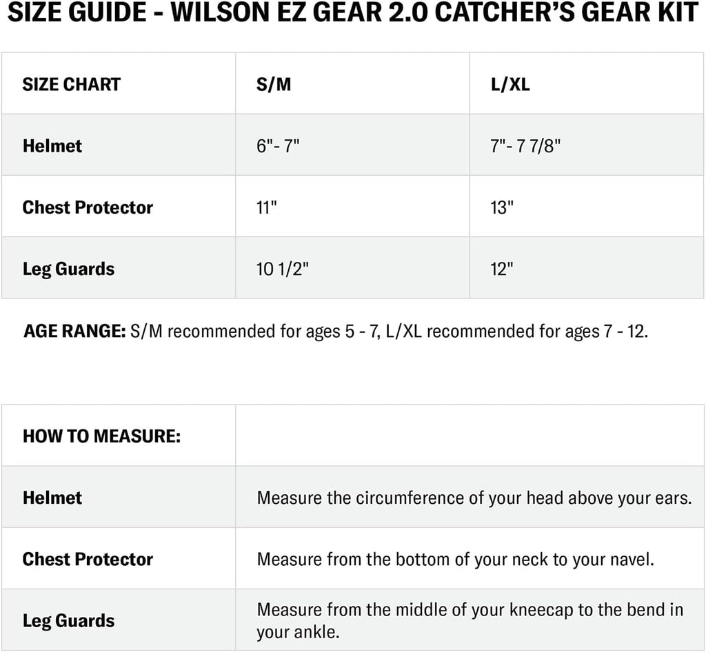 Wilson EZ Gear 2.0 Catcher’s Gear Kit - Black, Small/Medium