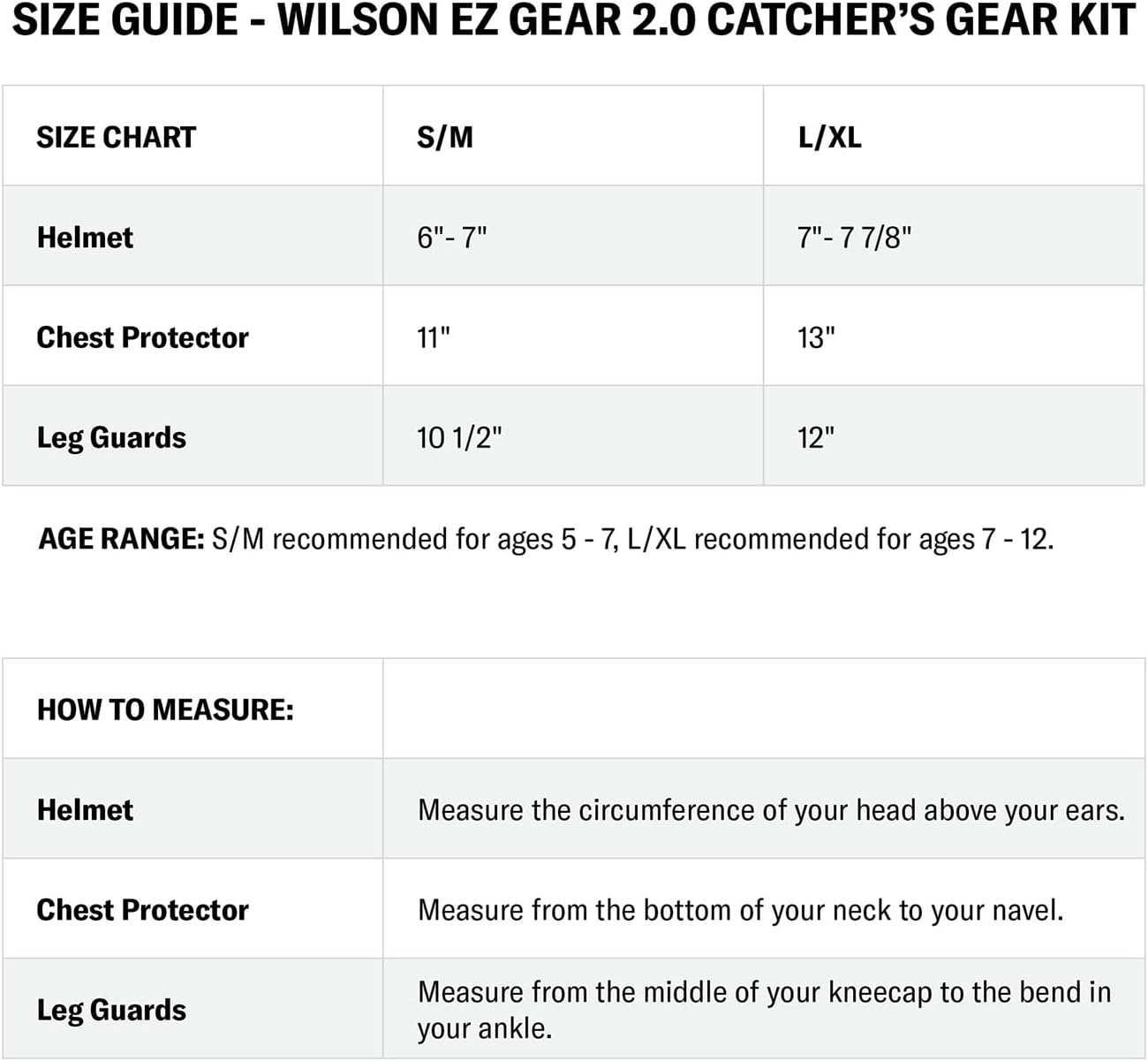Wilson EZ Gear 2.0 Catcher’s Gear Kit - Black, Small/Medium