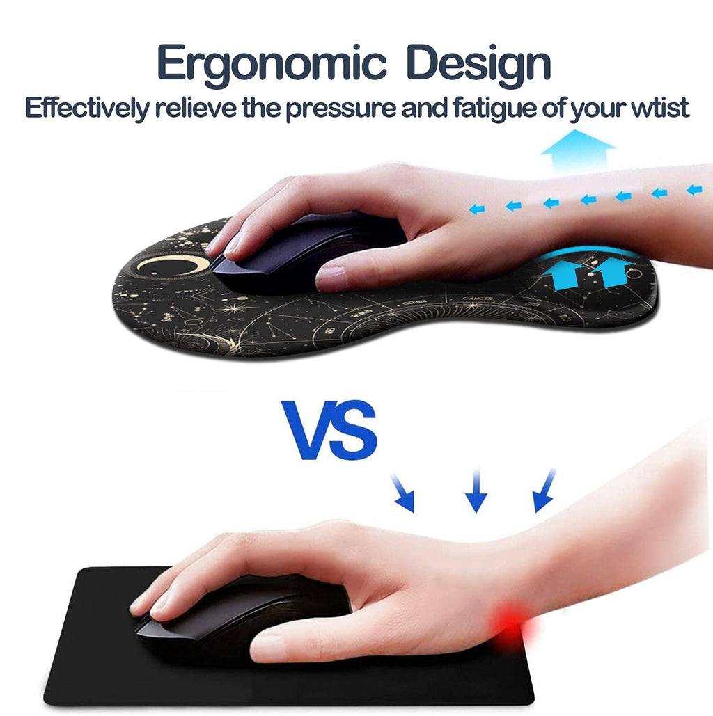 DOOKE Ergonomic Mouse Pad with Wrist Support and Coaster,Mouse Pads with Non-Slip PU Base for Home Office Working Studying Easy Typing & Pain Relief Aesthetic Art