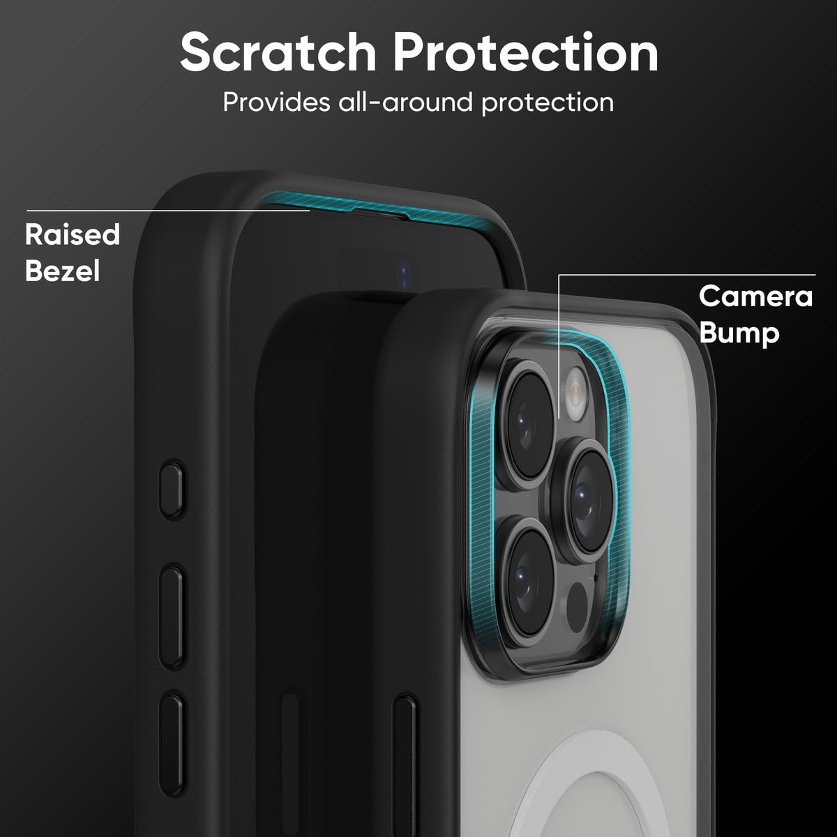 FLOLAB Surtect Tri-Fusion Magnetic for iPhone 16 Case Protective Slim Design Magsafe Compatible Military Grade - Black Clear