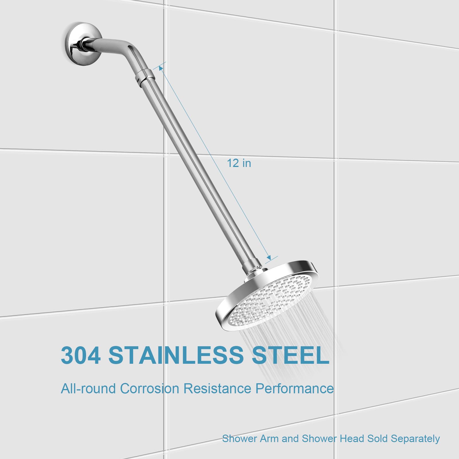 OFFO Shower Head Extension Arm, Shower Arm Extension Shower Head Extender Made of 304 Stainless Steel Shower Pipe Extension, Bright Gold 3 in