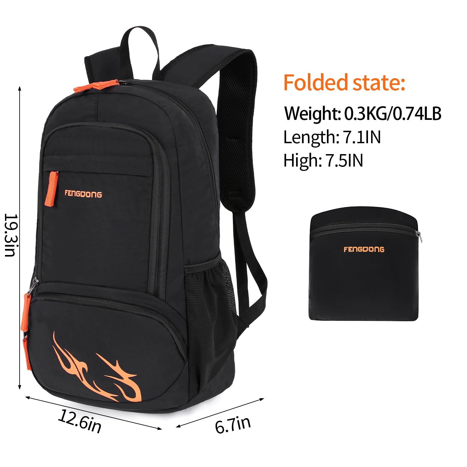 FENGDONG 35L Lightweight Foldable Waterproof Packable Travel Small Hiking Backpack Daypack for men women