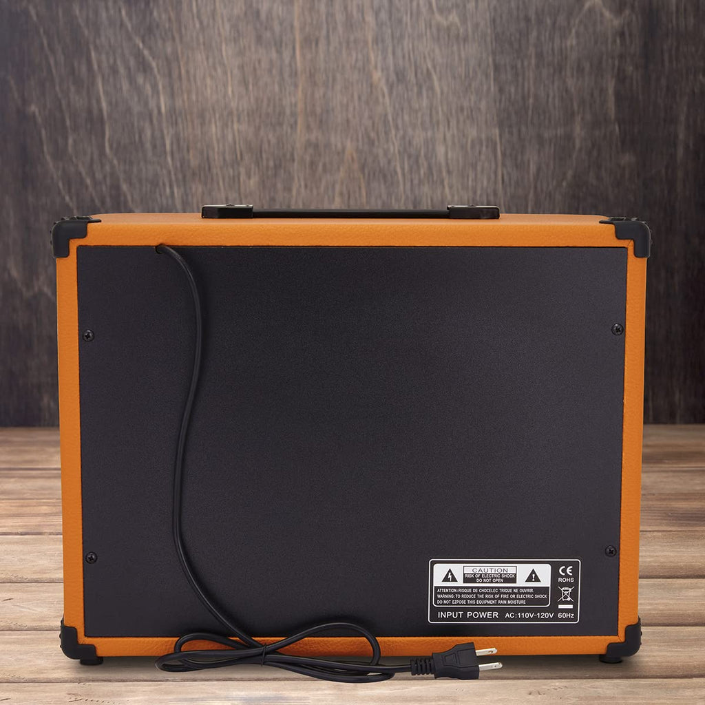 LyxPro Electric Guitar Amp 20 Watt Amplifier Built in Speaker Headphone Jack and Aux Input Includes Gain Bass Treble Volume and Grind - Black
