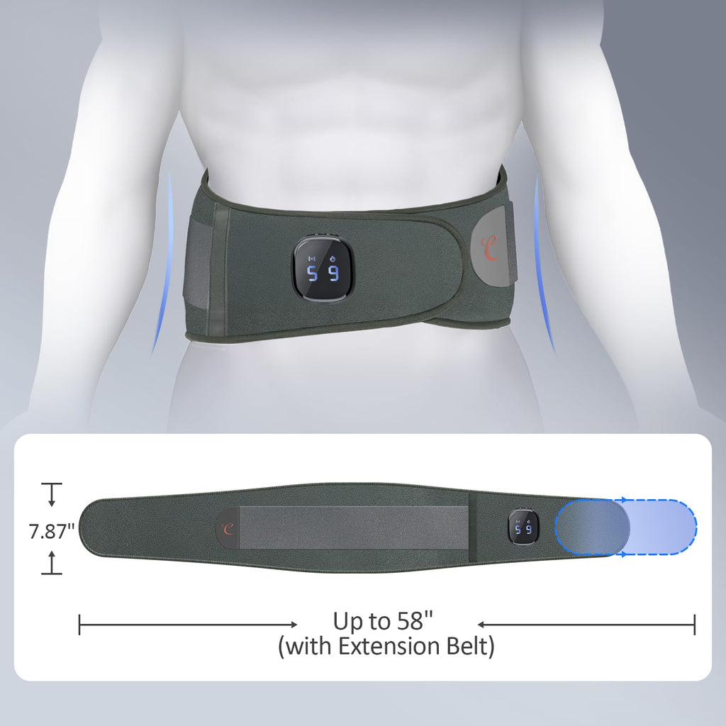 Comfytemp Cordless Portable Heating Pad with Massager for Lower Back Soothing, FSA Eligible HSA 9 Heat 5 Vibration 3 Intensity, Rechargeable Wireless Heated Waist Belt App Control, Gifts for Mom Dad