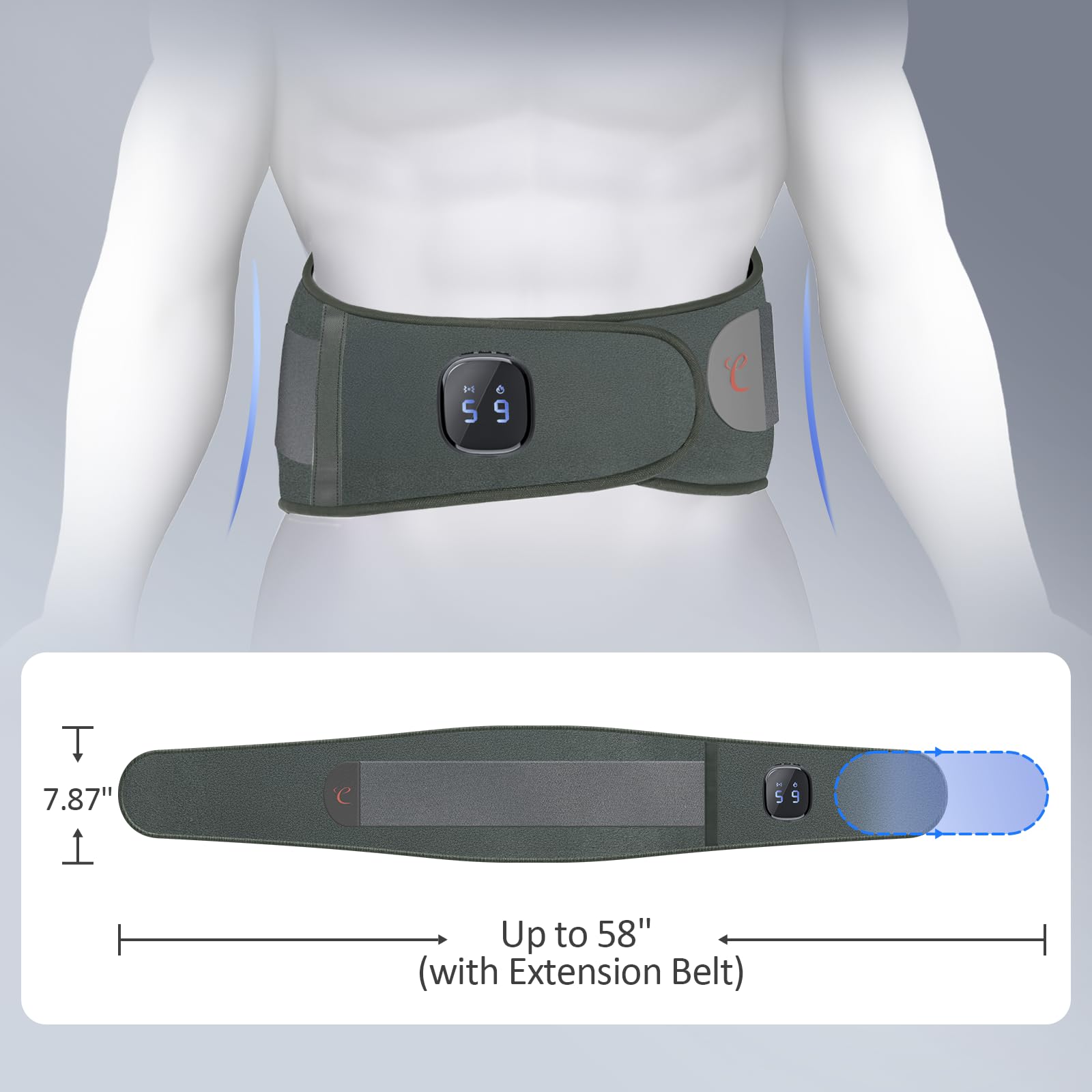 Comfytemp Cordless Portable Heating Pad with Massager for Lower Back Soothing, FSA Eligible HSA 9 Heat 5 Vibration 3 Intensity, Rechargeable Wireless Heated Waist Belt App Control, Gifts for Mom Dad