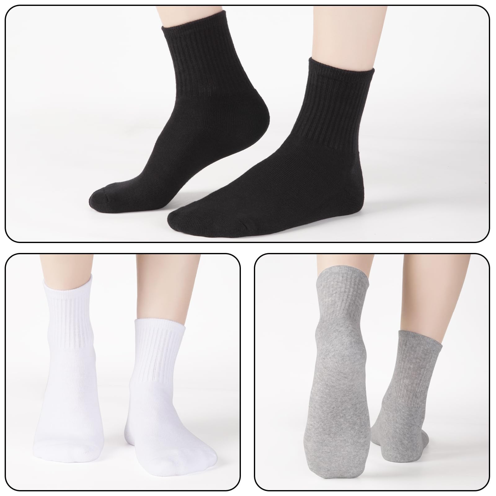 Monxiery Womens Cotton Cushioned Ankle Socks, Athletic Quarter Mini Crew Socks.