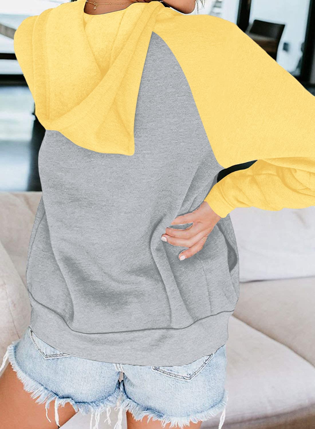 EZBELLE Women's Color Block Zip Up Hoodie Sweatshirt Casual Long Sleeve Jacket Sweater with Pockets