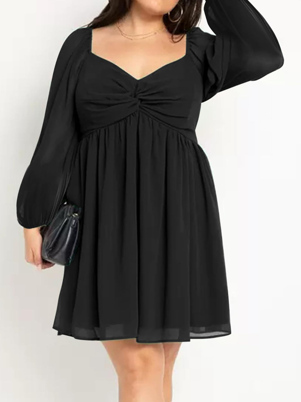 SCOMCHIC Women's Plus Size Puff Long Sleeve Dresses Sweetheart Neckline A Line Short Wedding Guest Cocktail Dress
