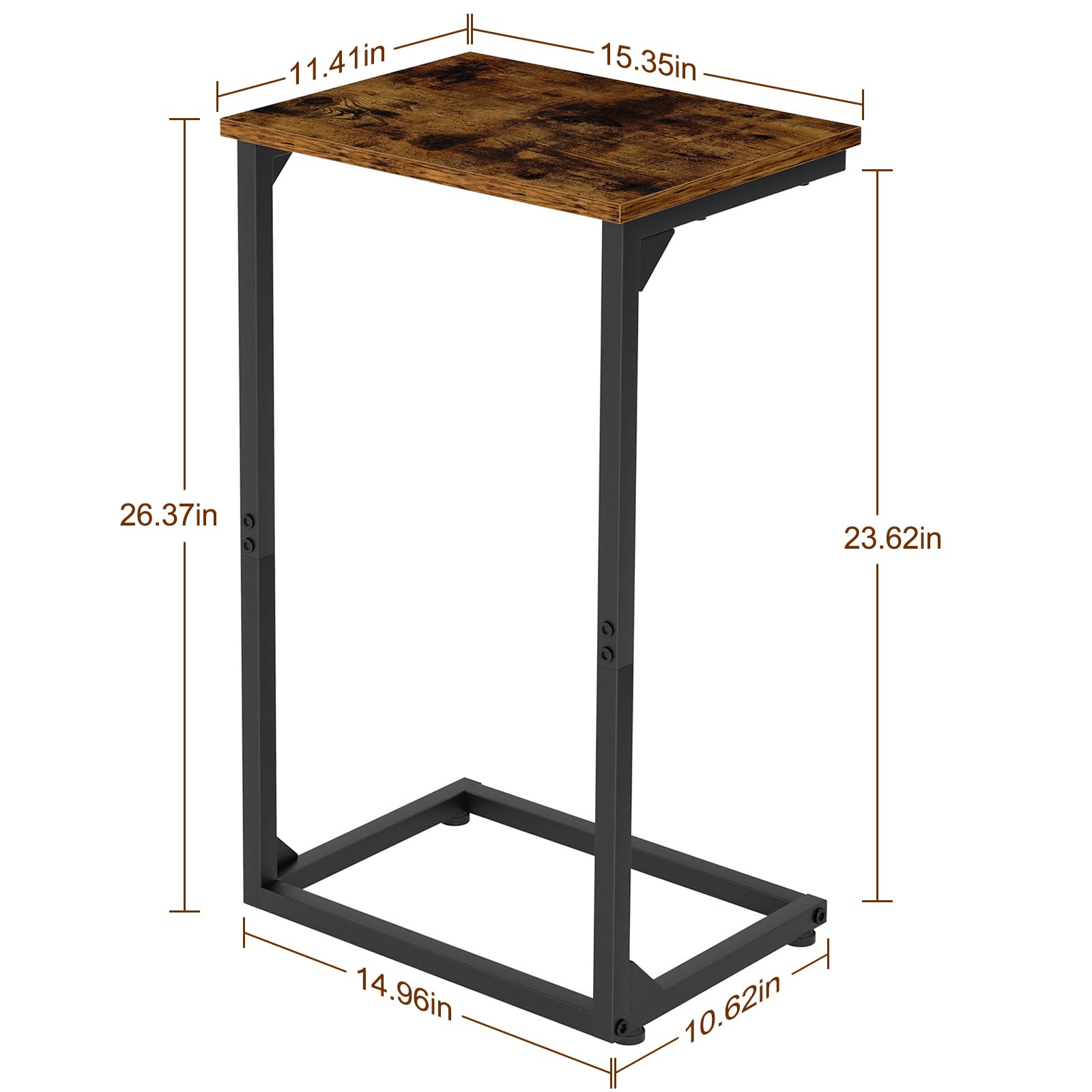 AMHANCIBLE C Shaped End Tables Set of 2, Couch Side Tables that Slide Under Sofa, Slim TV Trays for Living Room and Bedroom, Narrow Space Saving Laptop Workstation, Black, HET02BBK