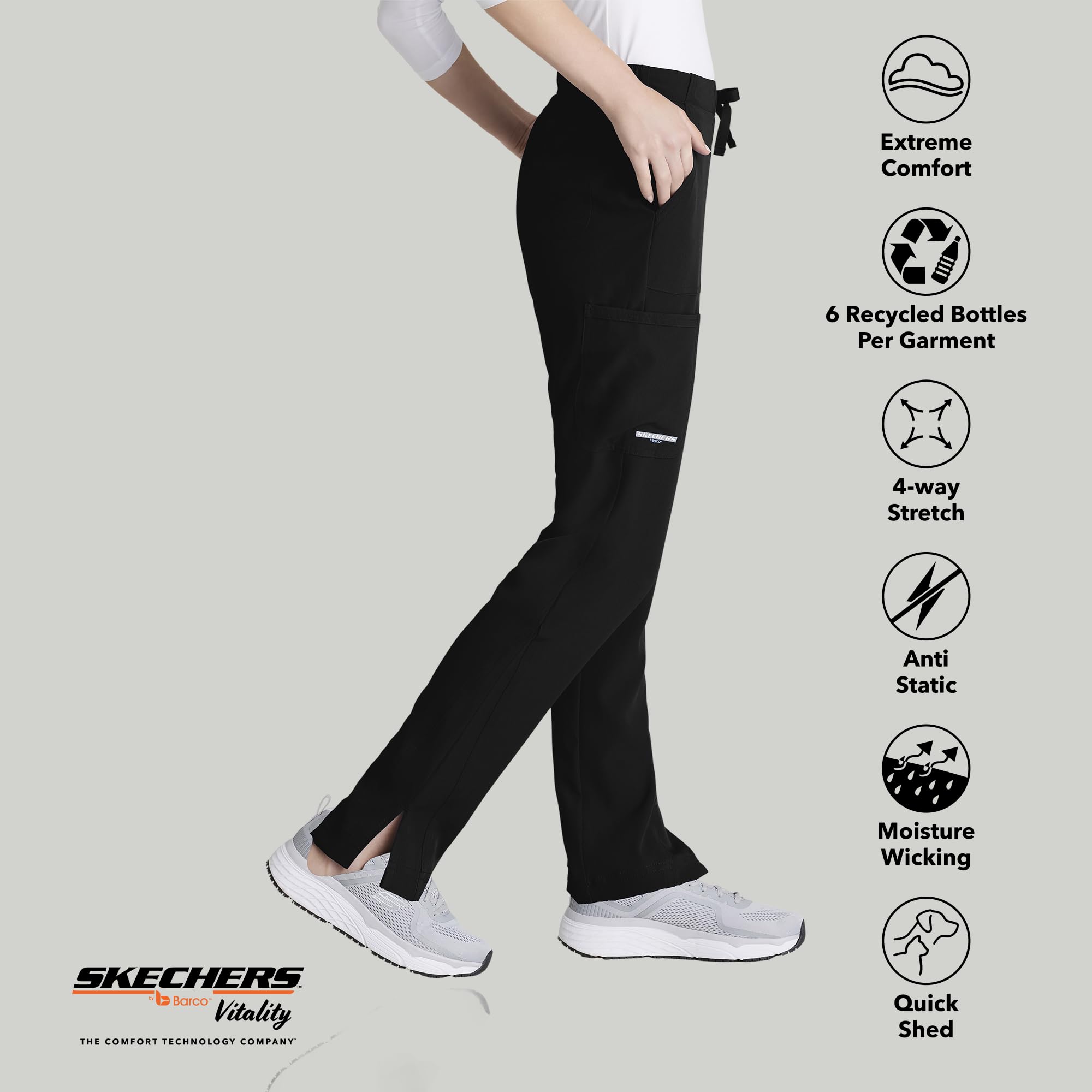 BARCO Skechers Vitality Charge Slim Fit Scrub Jogger for Women – Low-Rise Bottoms with Tapered Leg & 4-Way Stretch