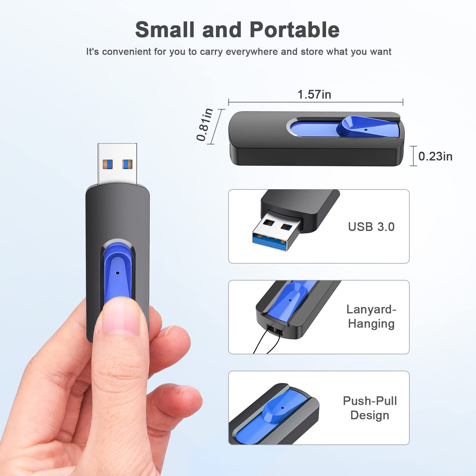 16GB Flash Drive 10 Pack, JUANWE USB 3.0 Flash Drives, Bulk Flash Drive 16 GB Thumb Drive Mutipacks, USB Drive 3.0 Retractable Memoria USB Jump Drive for Data Storage & Backup, Blue