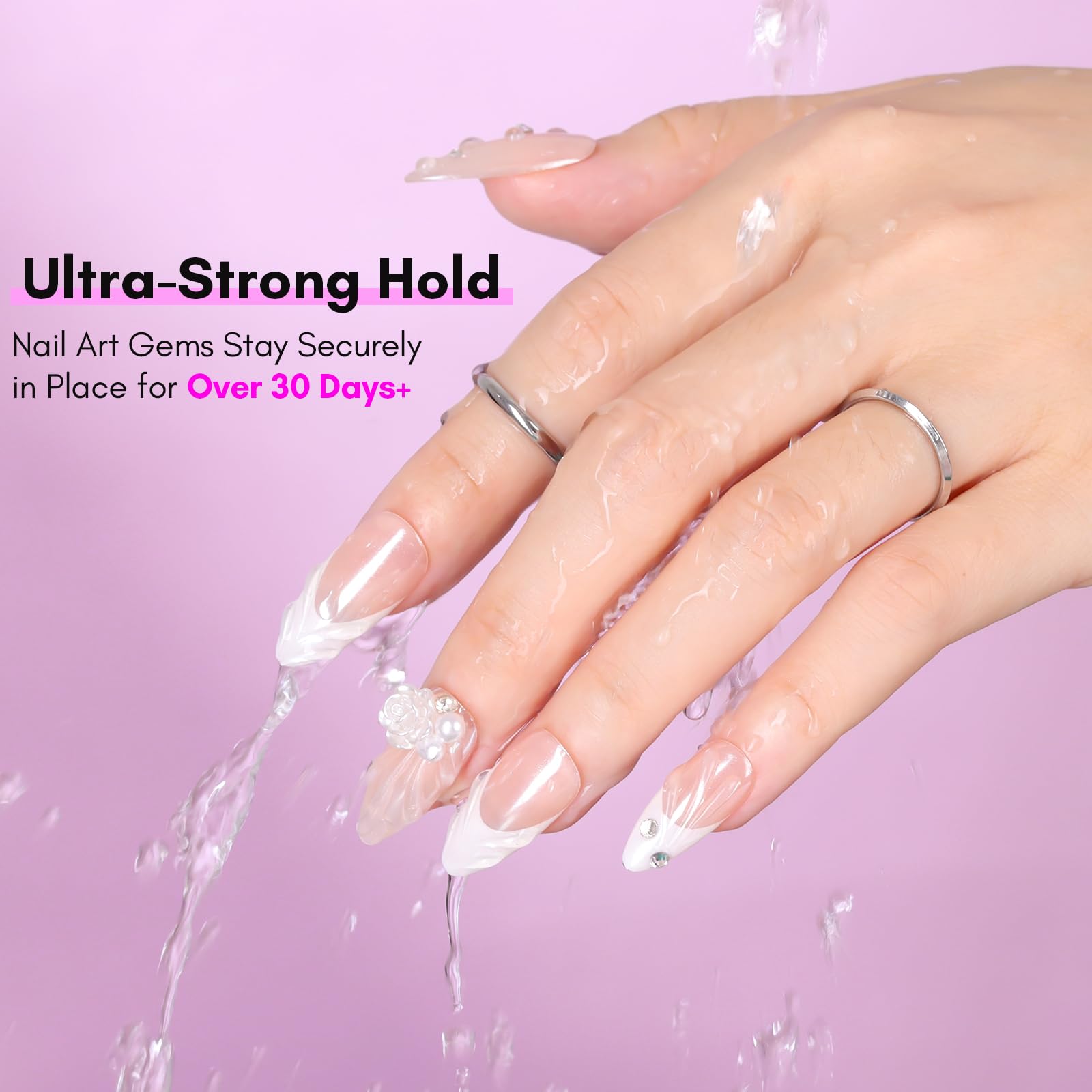 Makartt Rhinestone Glue for Nails: Super Strong Gel Nail Glue for Nail Charms Gems Decorations, 3D Gel Nail Art Bling Jewel Diamonds for Salon & DIY Manicure, 30ML UV Lamp Cured Need Beauty Gifts