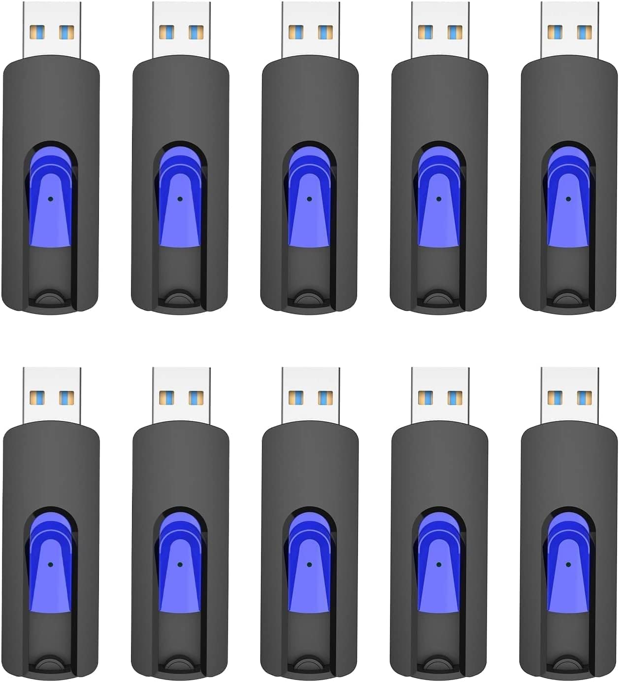 16GB Flash Drive 10 Pack, JUANWE USB 3.0 Flash Drives, Bulk Flash Drive 16 GB Thumb Drive Mutipacks, USB Drive 3.0 Retractable Memoria USB Jump Drive for Data Storage & Backup, Blue