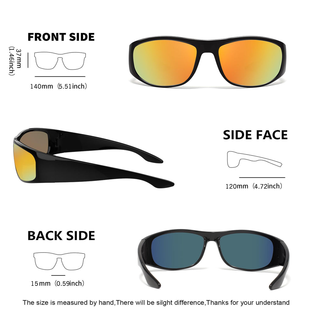 WISTON Wrap Around Sunglasses for Men Women Super Dark Blackout Sunglasses for Sensitive Eyes UV400 Protection W8005