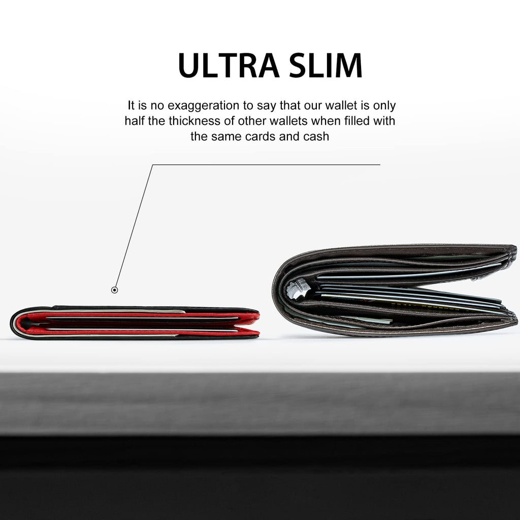 GSOIAX Slim Wallet for Men Rfid Blocking Leather Bifold Front Pocket Carbon Fiber Men's Money Clips Credit Card Holder With Gift Box