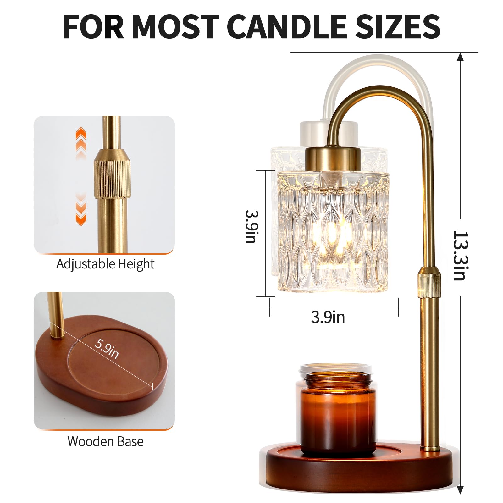 MEIXISUE Candle Warmer Lamp with Timer and Dimmer,Electric Amber Light Gifts for Women Melt Wax Warmer Lamp with 2 Bulbs for Candle Jars House Warming New Home Decor