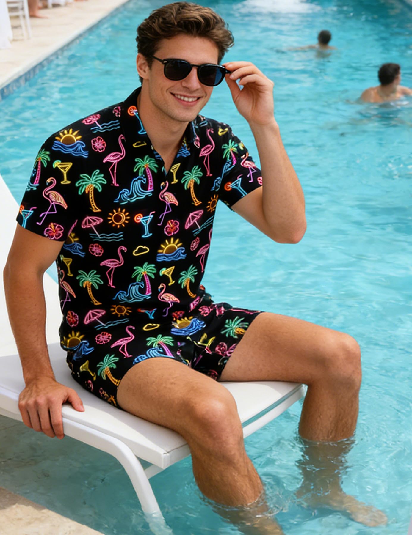 Fanient Mens Hawaiian Shirt Summer 3D Print Casual Short Sleeve Button Down Graphic Aloha Dress Shirts