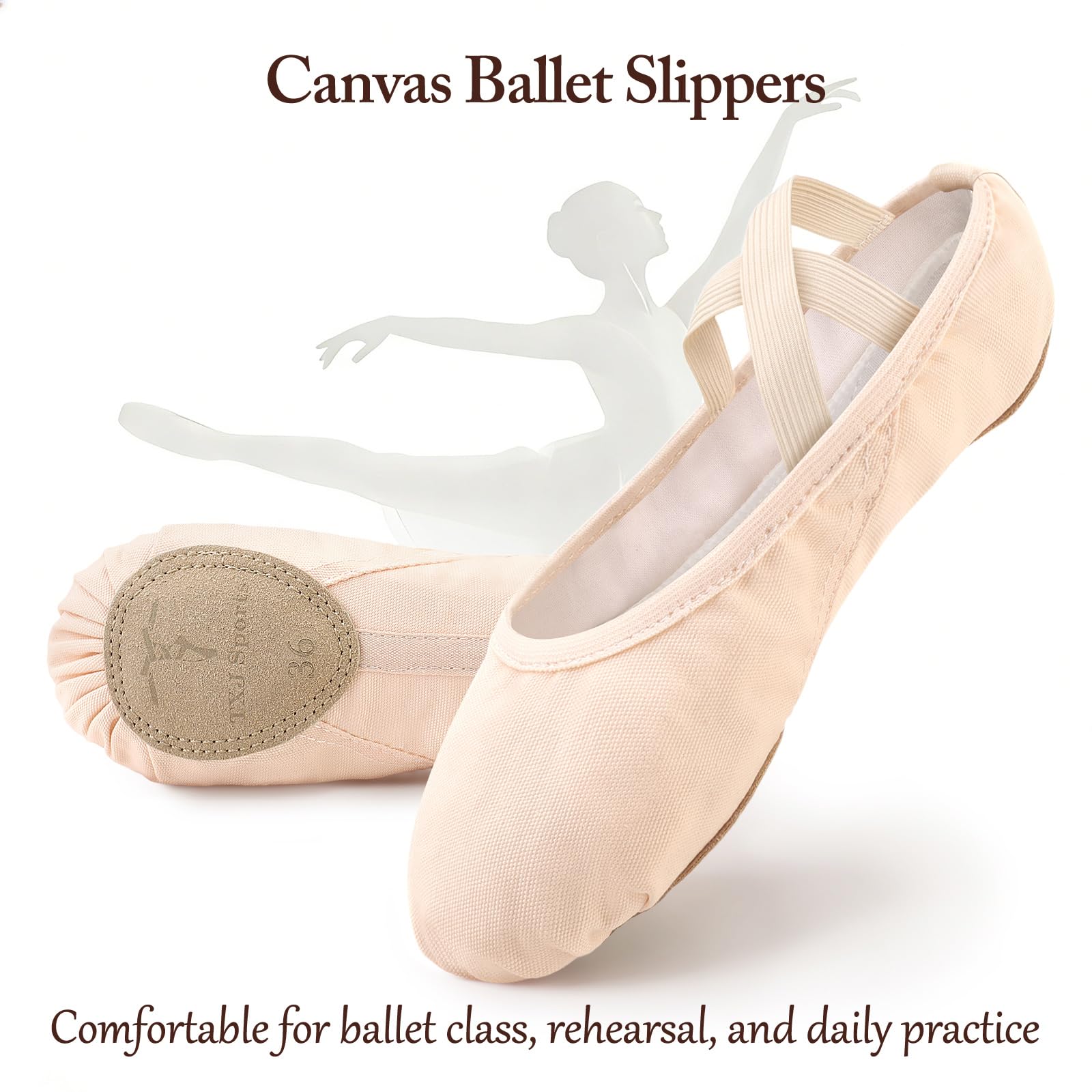 TXJ Sports Ballet Shoes for Women Girls, Women's Ballet Slipper Canvas Dance Shoes Split Sole Yoga Dance Flats