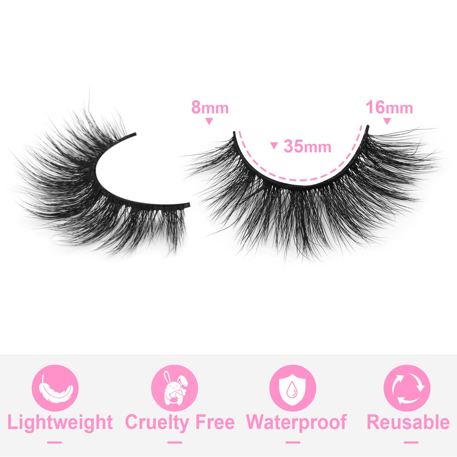 False Lashes Natural Look Wispy Eyelashes Manga Korean Spiky 16mm Short Faux Mink Eyelashes Cat Eye Natural Fake Eyelashes Strip Lashes Pack 14 Pairs