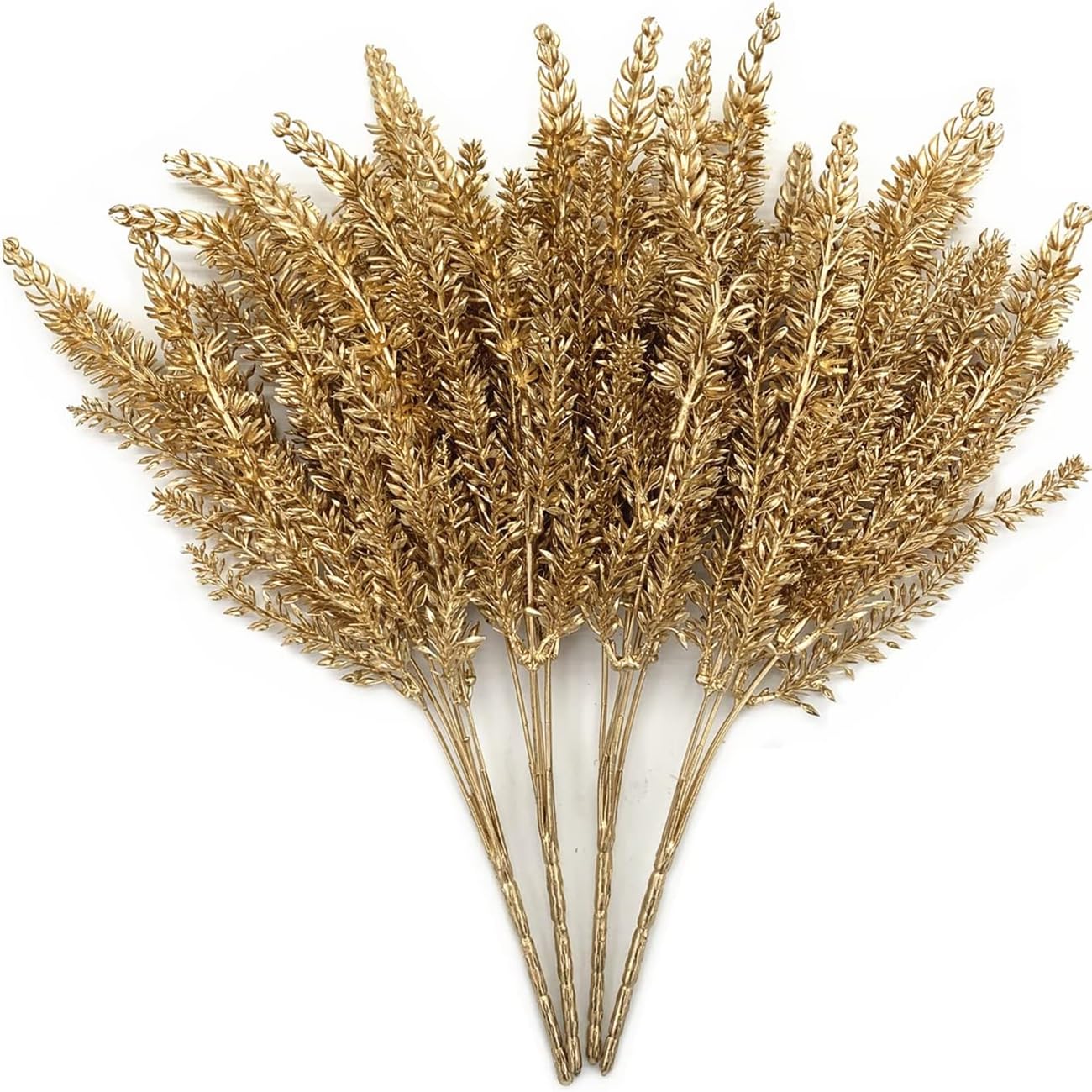 Christmas Decor Artificial Plants, PASYOU Gold Fake Antlers Plastic Grass Shrubs Leaves Indoor Outdoor Home Garden Party Hotel Verandah Wedding Event Faux DIY Decoration - 30 Inch Golden 2 Bunches