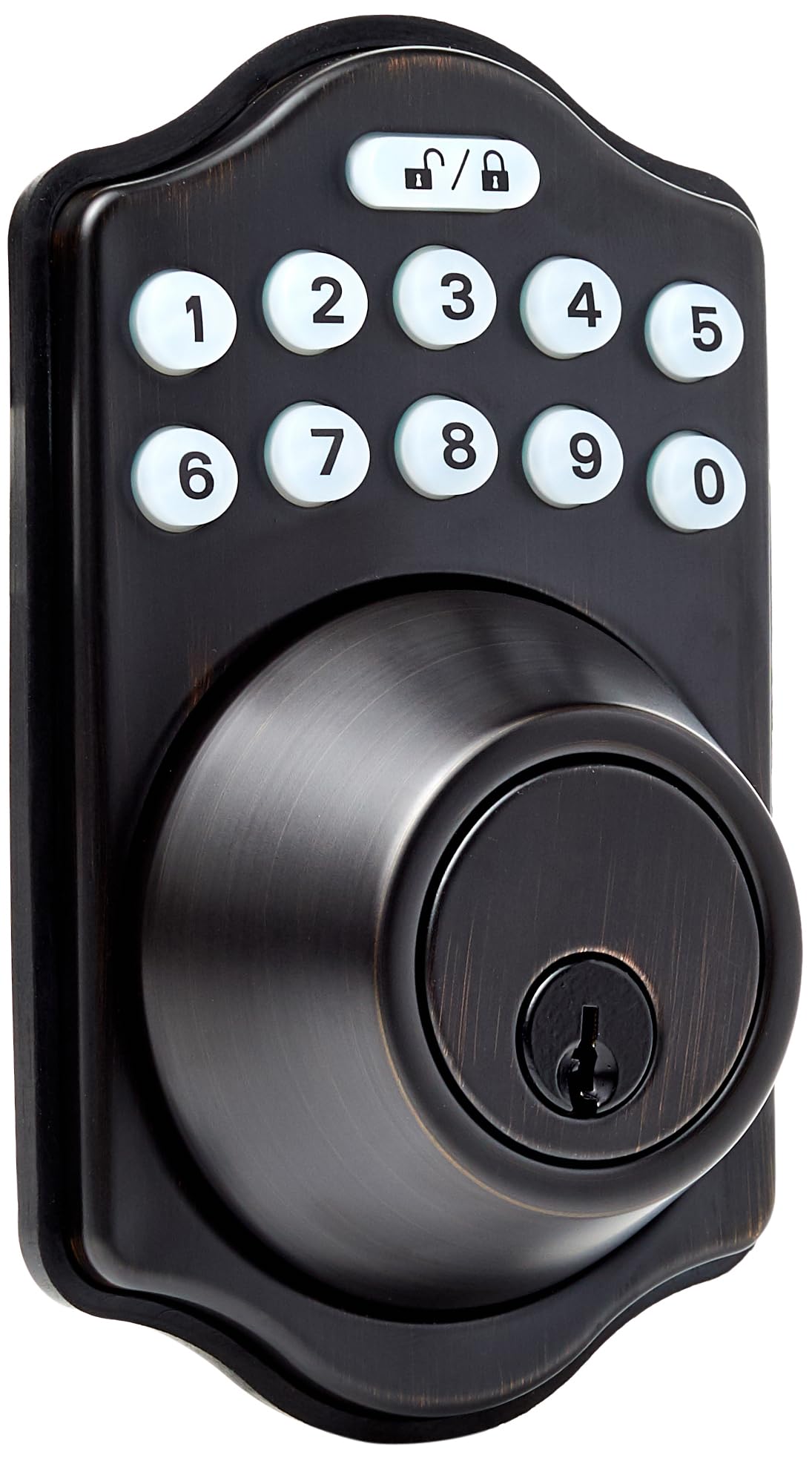 Amazon Basics Electronic Keypad Deadbolt Door Lock with Auto Lock, Touch-Control Keyless Entry, Customizable User Codes, Traditional Design, Matte Black, 1-Pack