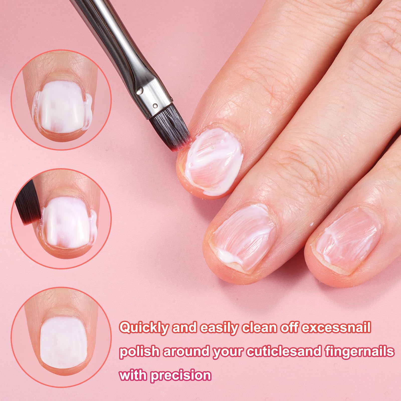 Nail Art Clean Up Brushes,Nail Brushes for Cleaning Polish Mistakes on the Cuticles, Acetone Resistant Nail Brush, Fingernail Cleaning Brushes for Nail Art and Designs (2 Pcs Round&Angled)