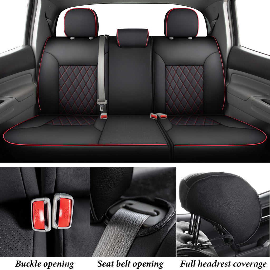 Coverado Tacoma Seat Covers, Car Seat Covers Front Seats, Leather Seat Covers for Cars Car Seat Protector Cushion Tacoma Accessories Custom Fit 2005-2023 Toyota Tacoma Double/Crew Cab(Black)