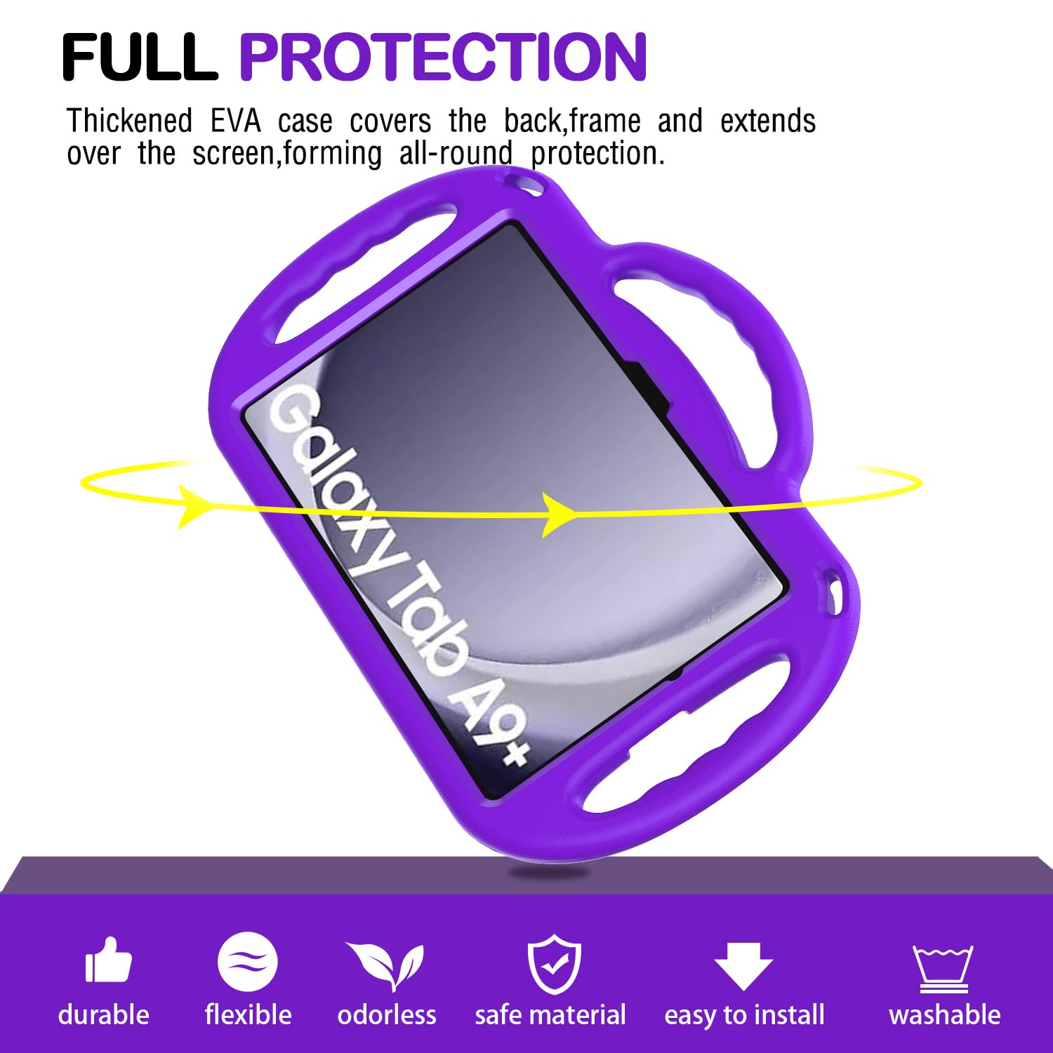 AVAWO Kids Case for Samsung Galaxy Tab A11+ Plus/A9+ Plus 11 Inch Case, with Strap, Shockproof Lightweight Handle Stand 2025/2023 Model with Lanyard, Black