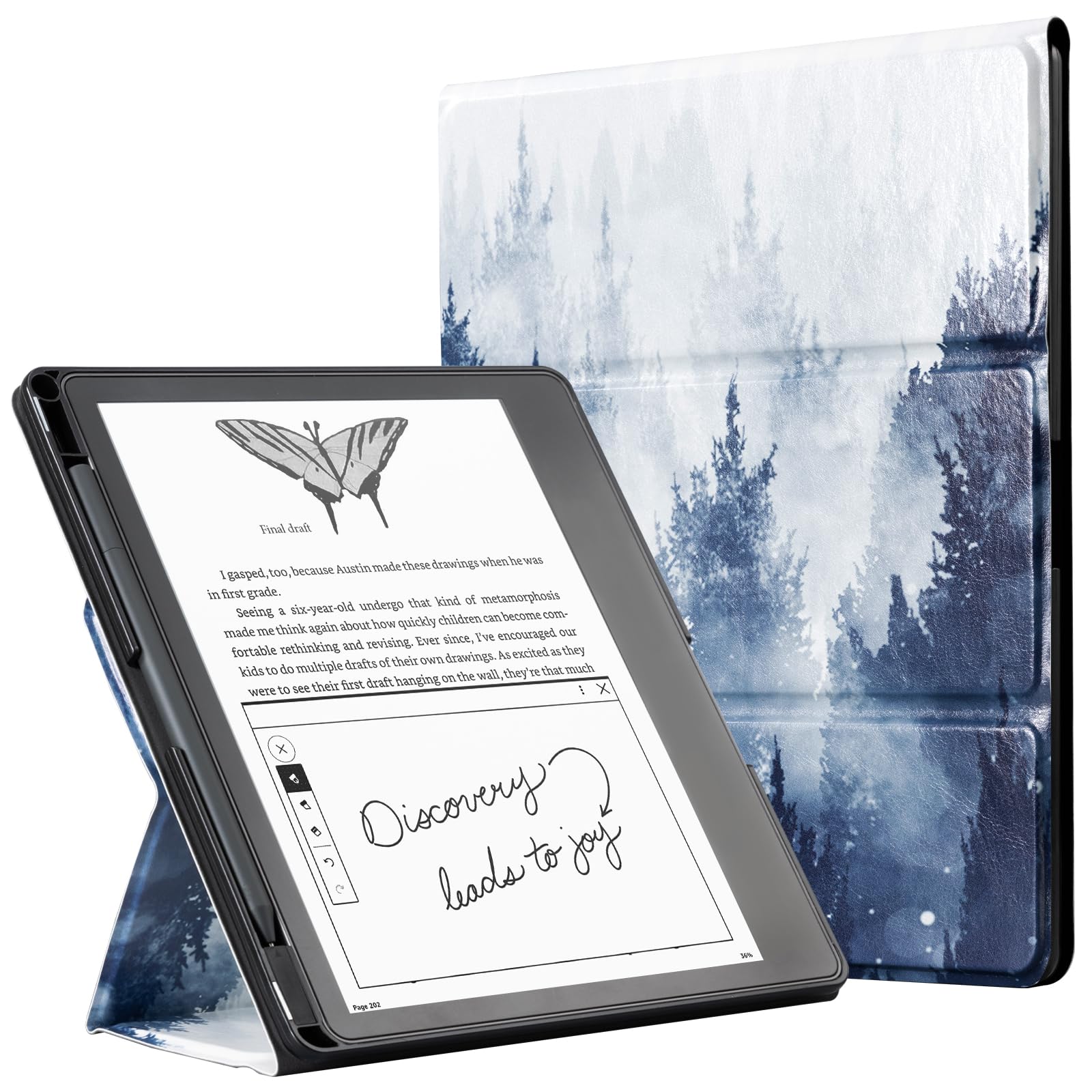 CoBak Stand Case for Kindle Scribe - Premium Folio Leather Cover with Pen Holder, Auto Sleep/Wake - Compatible with 10.2 Inch Kindle Scribe (2022/2024 Release)