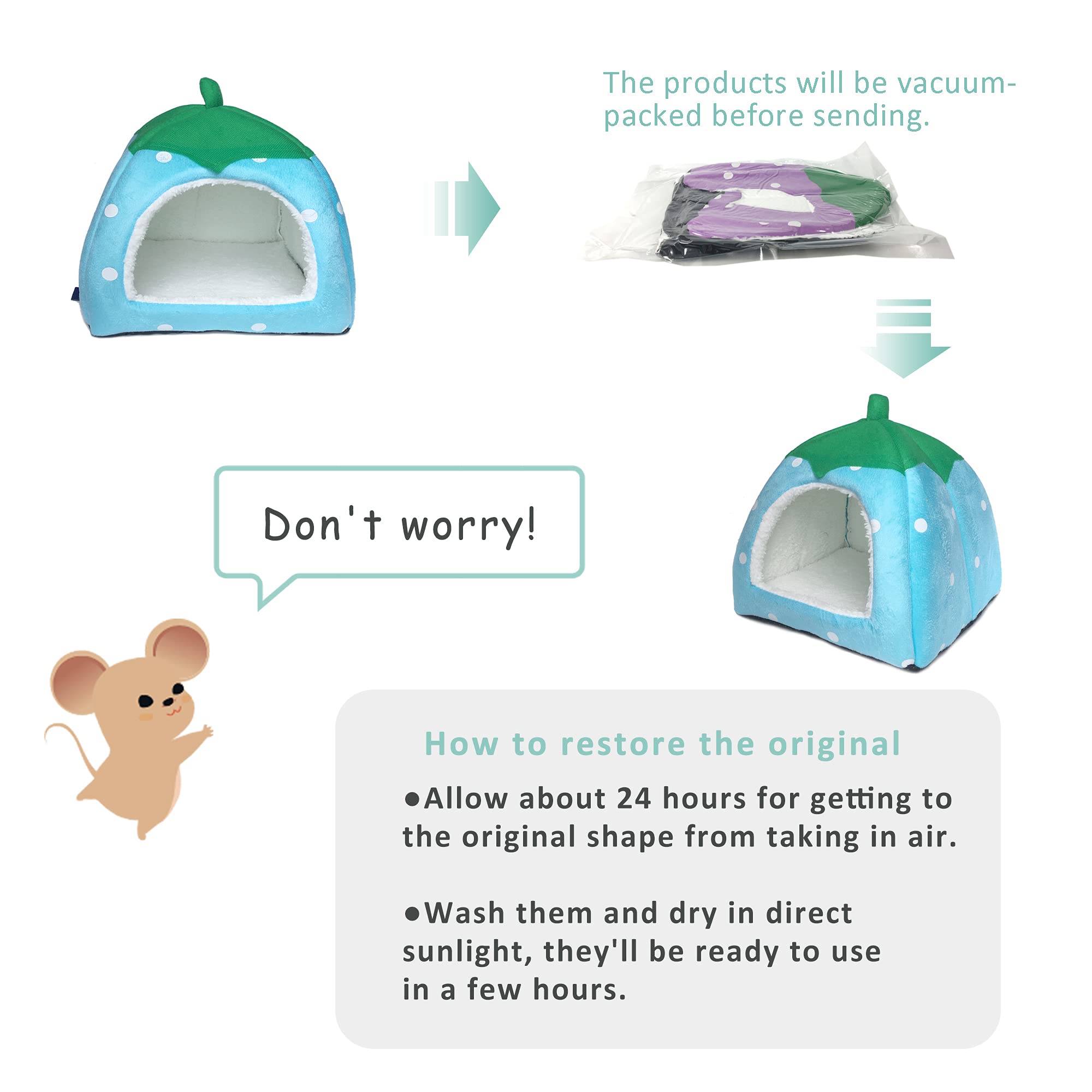 Guinea Pig Hideout Bed Dwarf Rabbit House Cave Accessories Cozy Hide-Out for Little Bunny Hedgehog Ferret Chinchilla&Other Small Animals