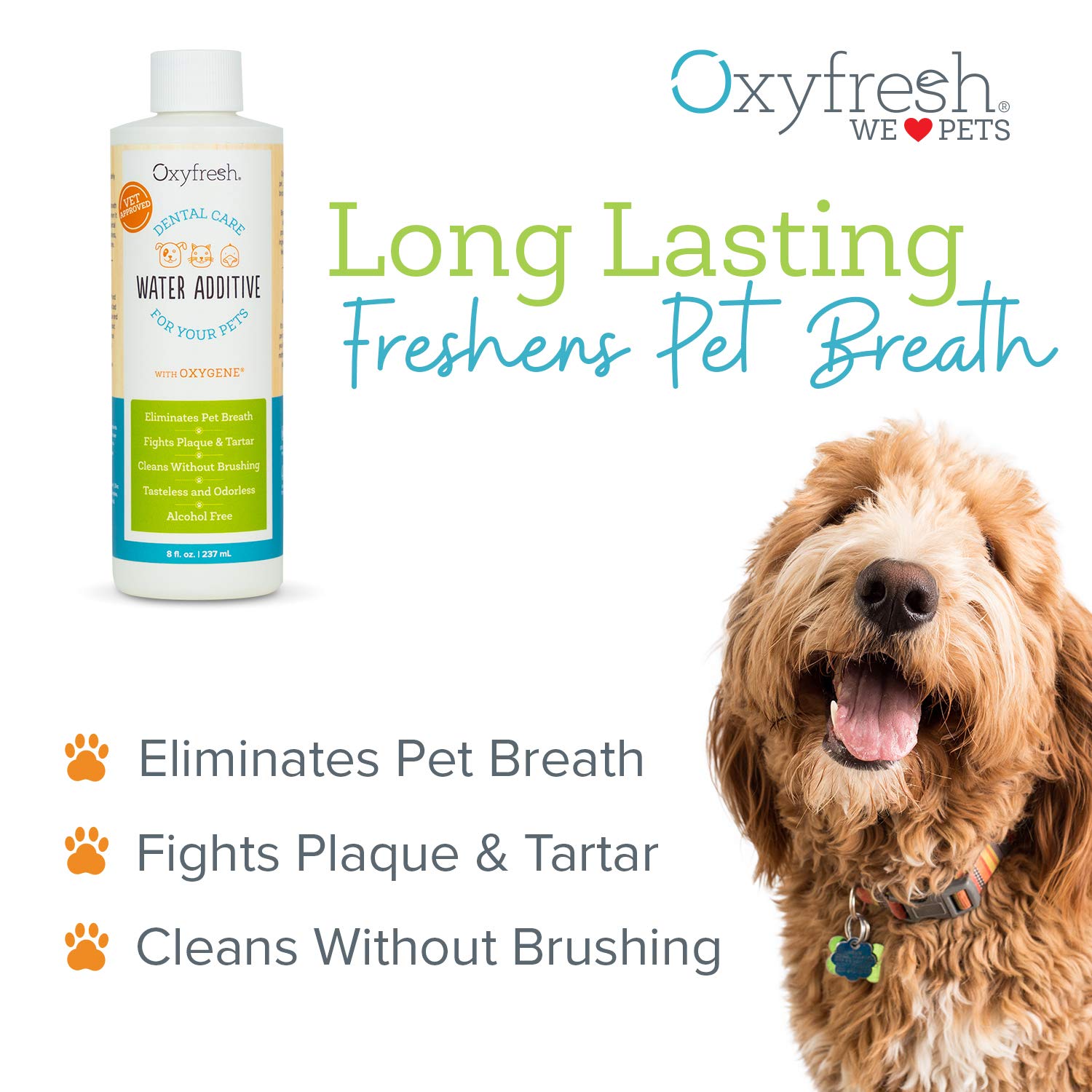 Oxyfresh Premium Pet Dental Care Solution Pet Water Additive: Best Way to Eliminate Bad Dog Breath and Cat Bad Breath - Fights Tartar & Plaque - So Easy, Just Add to Water! Vet Recommended 128 oz.