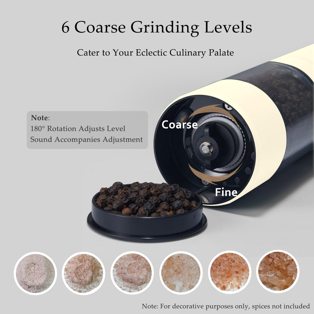 Electric Salt and Pepper Grinder Set, USB Rechargeable, Automatic Salt and Pepper Mill Grinder with Adjustable Coarseness, Electric Salt Shakers, LED Light, Refillable (2 Packs, Black)